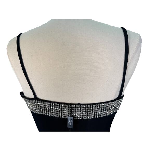 Clips Made In Italy Black Rhinestone Maxi Dress Size 40 Glam Party Formal NWOT - Picture 8 of 16